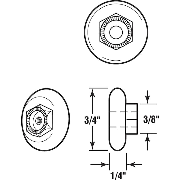 Door Holder Replacement Tips, 5/8 In. Thread Diameter X 1 In., Rubber